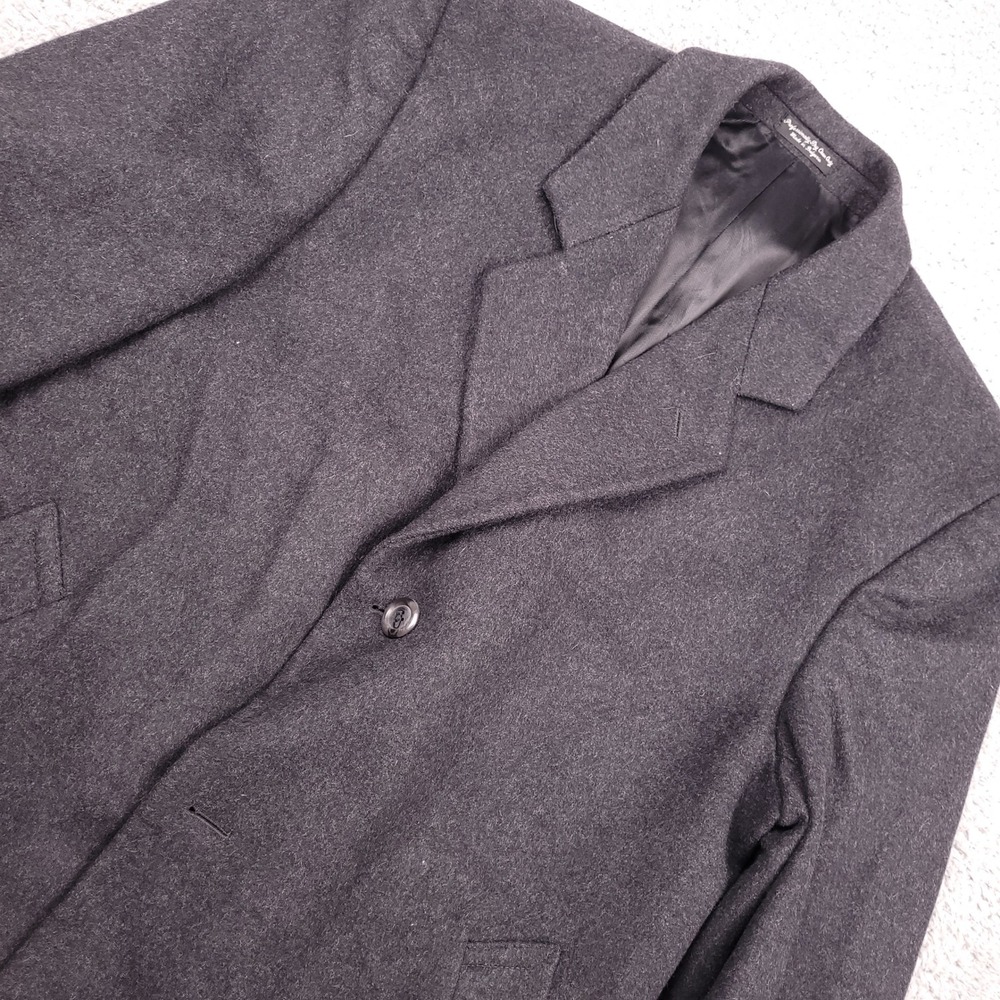 Silver Cloud Mens 44R Charcoal‎ Grey Wool Blend Overcoat Cashmere Blend